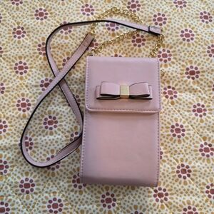 Pink Crossbody Bag with Bow Accent